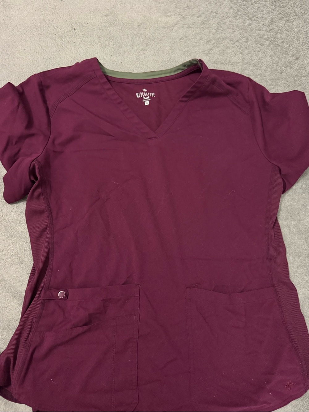 Med Couture V-Neck Scrub Top - Burgundy